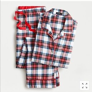 J Crew Flannel Pajama Set White Out Plaid NWT